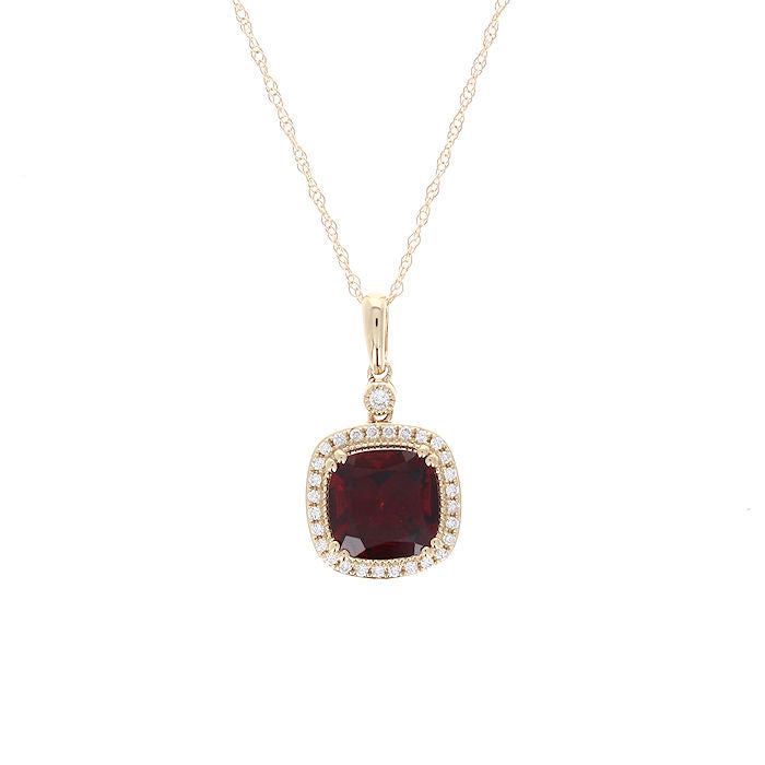 Ladies 14kt Yellow Gold 2.75ct Garnet and Diamond Necklace