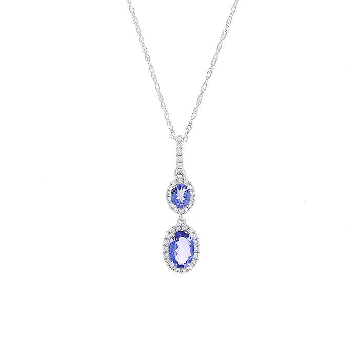 Ladies 14kt White Gold 0.72ct Tanzanite and Diamond Necklace