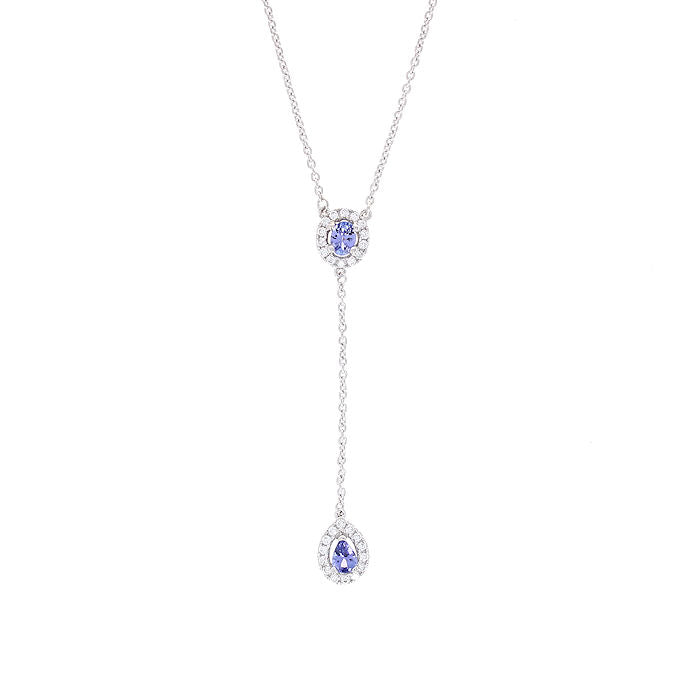 Ladies 14kt White Gold 0.30cts Tanzanite and 0.18cts Diamond Necklace