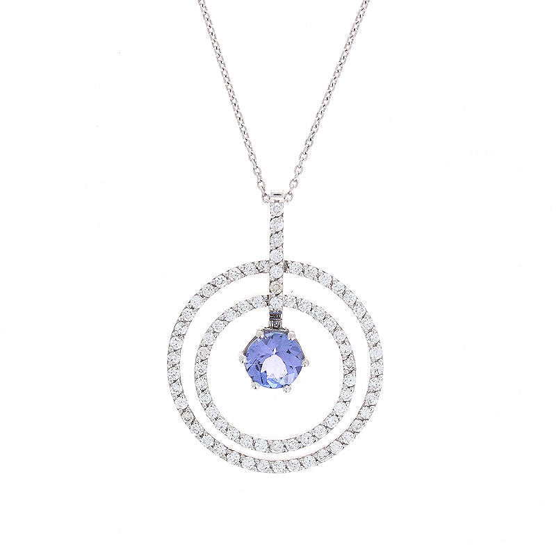 Ladies 14kt White Gold 0.85ct Tanzanite and 0.85cts Diamond Pendant