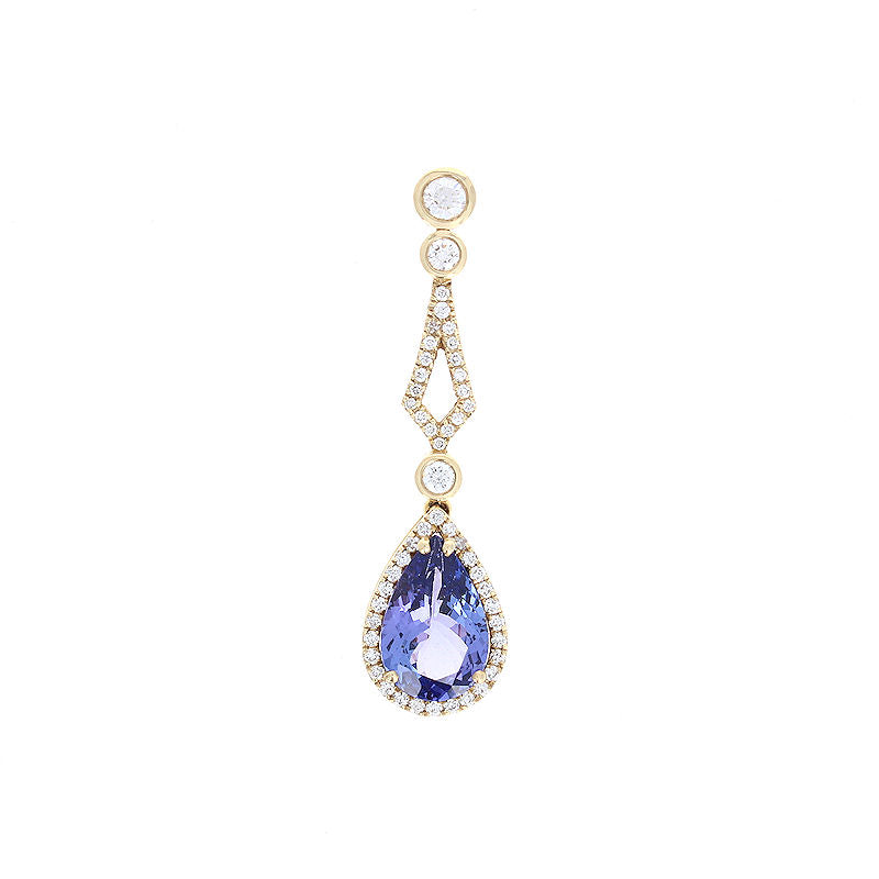Ladies 14kt Yellow Gold 4.55cts Tanzanite and 0.78cts Diamond Pendant