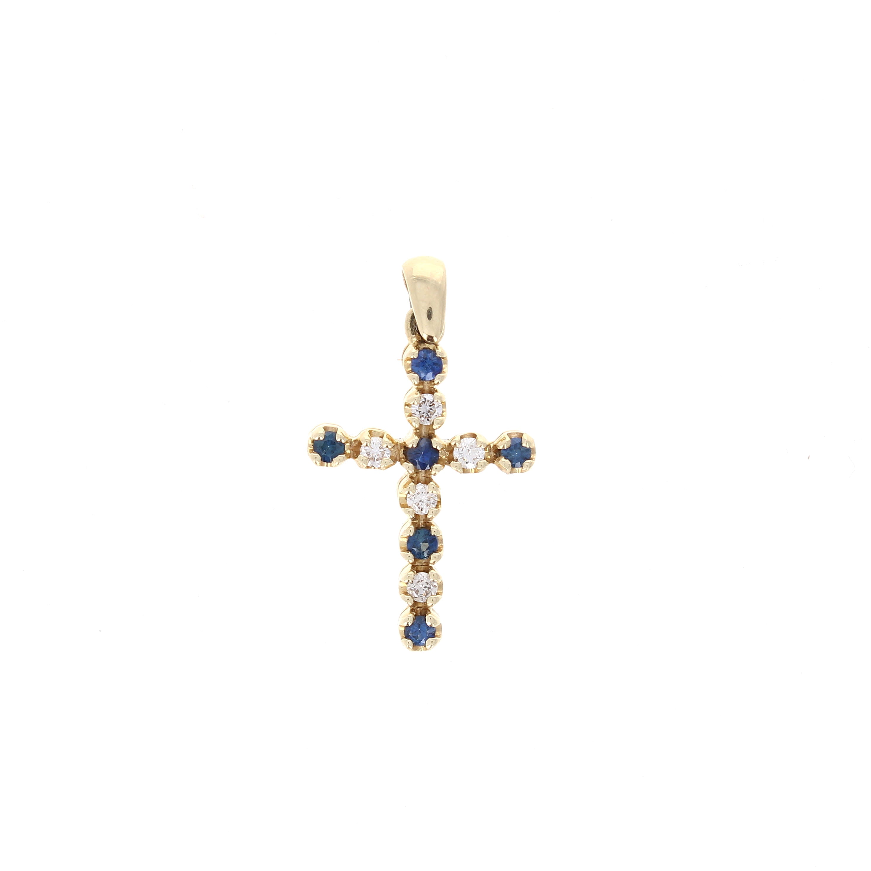 Ladies 14kt Yellow Gold 0.30cts Blue Sapphire and 0.18cts Diamond Pendant