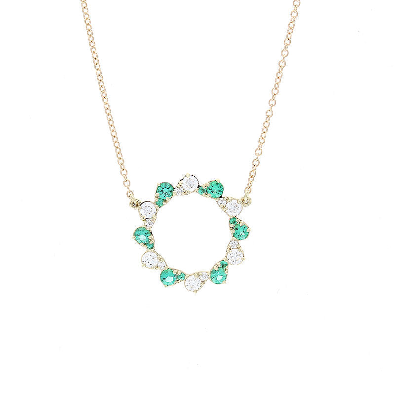 Ladies 14kt Yellow Gold 0.27cts Emerald and 0.29cts Diamond Necklace