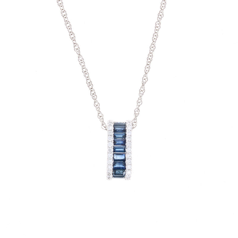 Ladies 14kt White Gold 0.90cts Sapphire and 0.23cts Diamond Pendant