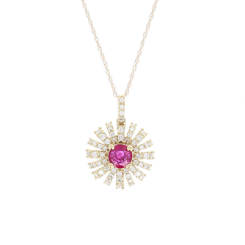 Ladies 14kt Yellow Gold 0.47ct Ruby and 0.33cts Diamond Pendant