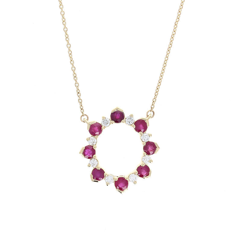 Ladies 14kt Yellow Gold 0.95cts Ruby and 0,29cts Diamond Pendant