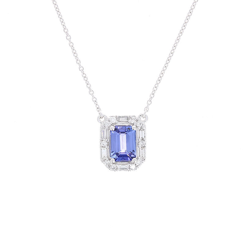 Ladies 14kt White Gold 1.15ct Tanzanite and 0.19cts Diamond Pendant