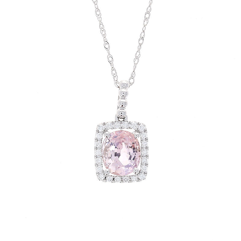 Ladies 14kt White Gold 1.89ct Pink Sapphire and 0.13cts Diamond Pendant