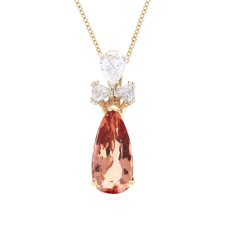 Ladies 14kt Yellow Gold 4.50ct Imperial Topaz and 0.73cts Diamond Pendant