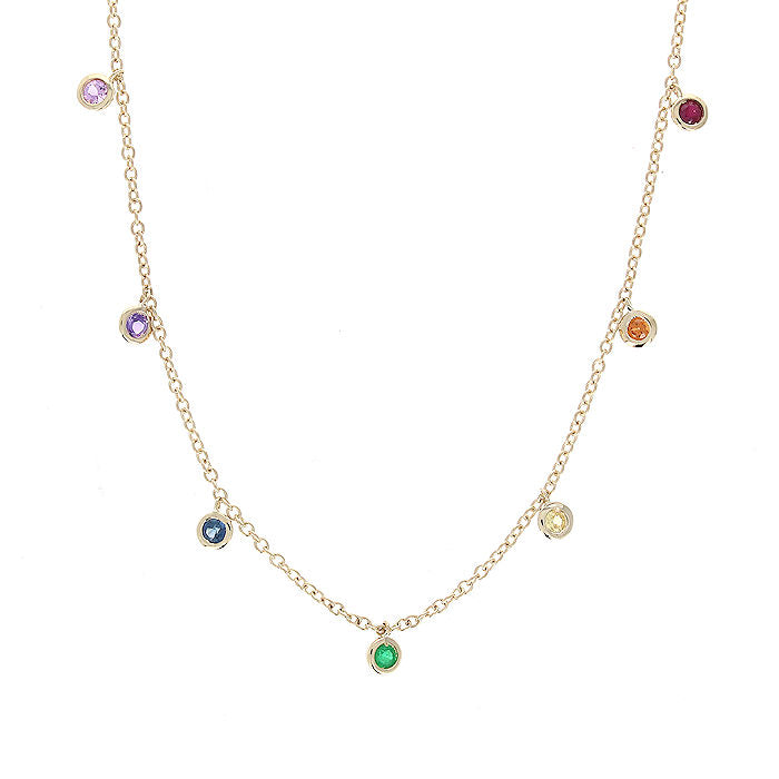 Ladies 14kt Yellow Gold 0.28cts Multi Gemstone Necklace