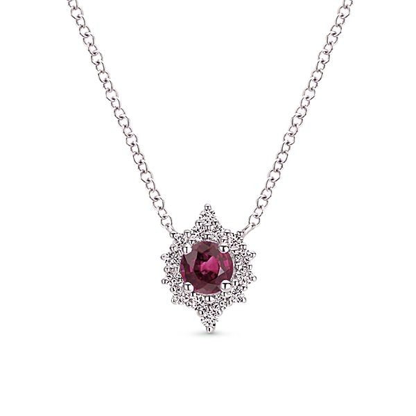 Ladies 14kt White Gold 0.45ct Ruby and 0.17cts Diamond Pendant