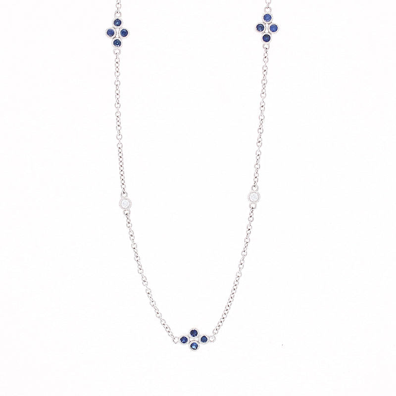 Ladies 14kt White Gold 0.33cts Sapphire and 0.14cts Diamond Necklace
