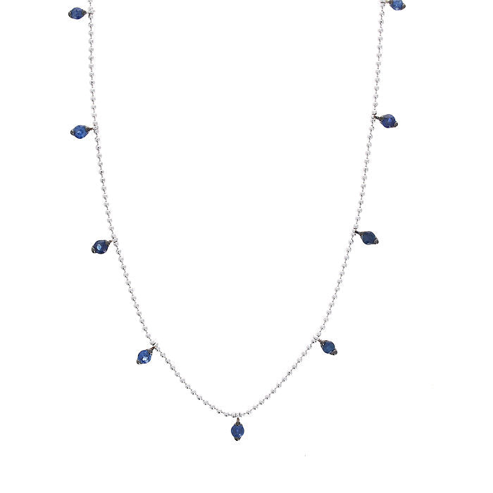 Ladies 14kt White Gold 0.65cts Sapphire Necklace