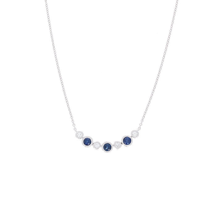 Ladies 14kt White Gold 0.36cts Sapphire and 0.10ct Diamond Necklace