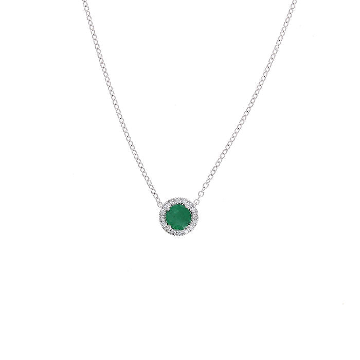 Ladies 14kt White Gold 1.10ct Emerald and 0.33cts Diamond Pendant