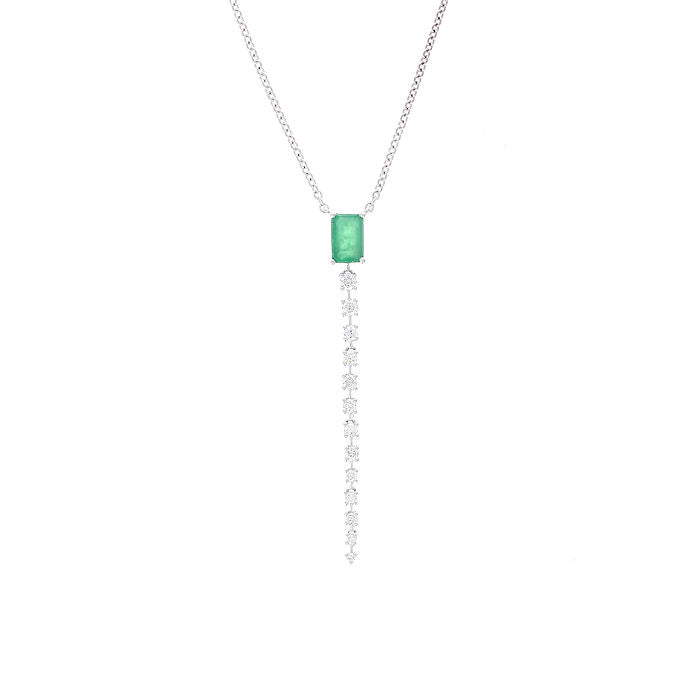 Ladies 14kt White Gold 0.55ct Emerald and 0.27cts Diamond Pendant