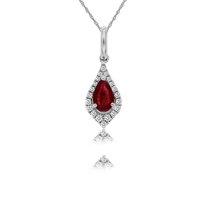 Ladies 14kt White Gold 0.42ct Ruby & Diamond Necklace