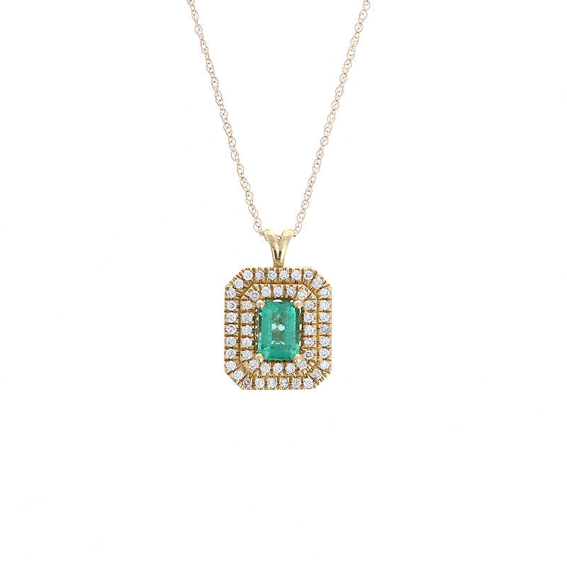 Ladies 14kt Yellow Gold 2.90ct Emerald and 0.23cts Diamond Necklace