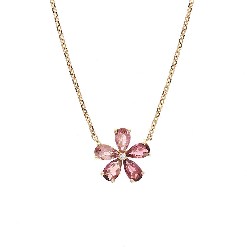 Ladies 14kt Yellow Gold 1.00ct Tourmaline and 0.01ct Diamond Neckalce