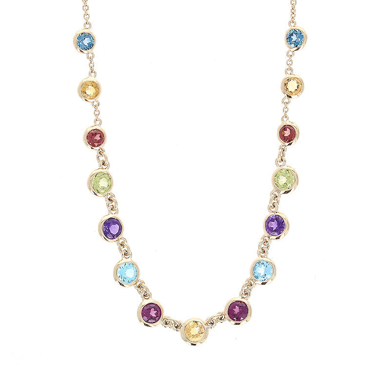 Ladies 14kt Yellow Gold 1.59cts Multi-Gemstone Necklace