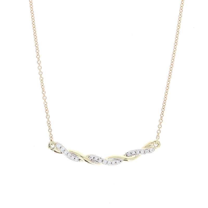 Ladies 14kt Yellow Gold 0.09cts Diamond Twist Pendant