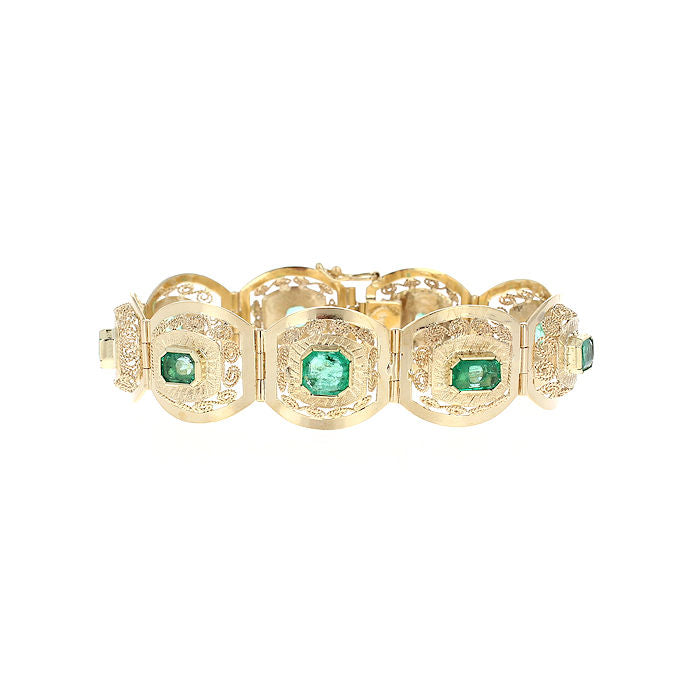 Ladies 18kt Yellow Gold 6.75cts Emerald Bracelet