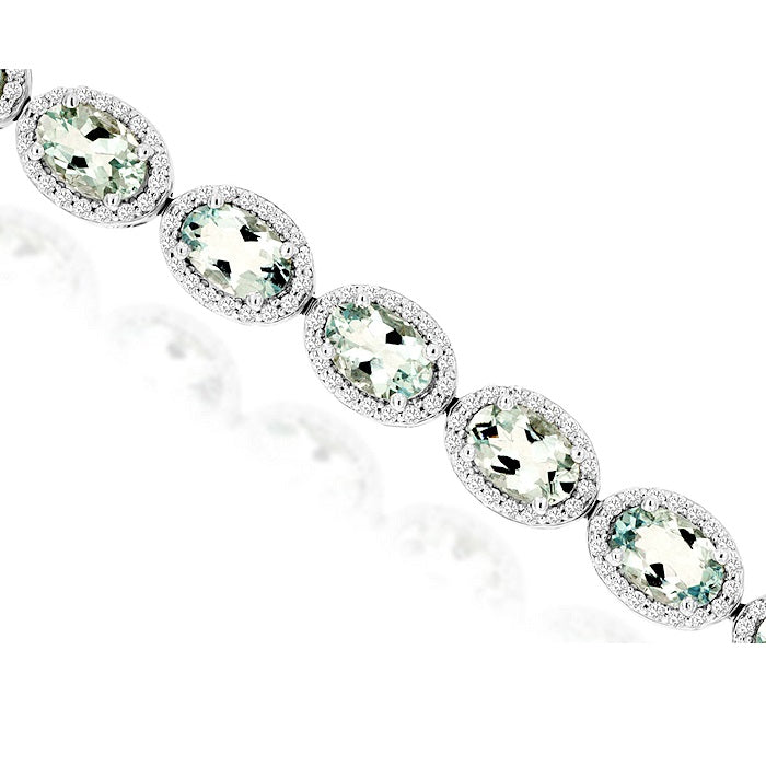 Ladies 14kt White Gold 8.40cts Aquamarine and 1.40cts Diamond Bracelet