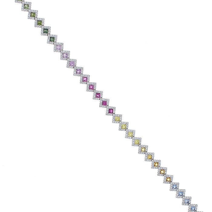 Ladies 14kt White Gold 3.70cts Sapphire and 1.62cts Diamond Bracelet