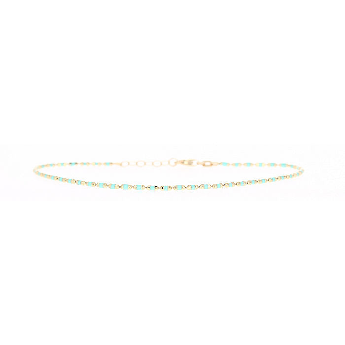 Ladies 14kt Yellow Gold Turquoise Bracelet