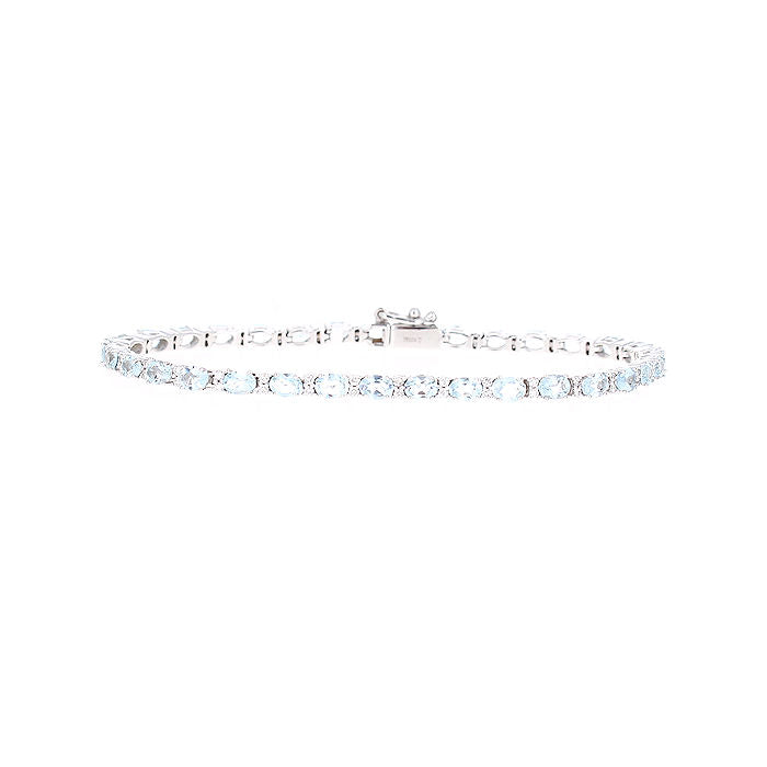 Ladies 14kt White Gold 5.00cts Aquamarine and 0.52cts Diamond Bracelet