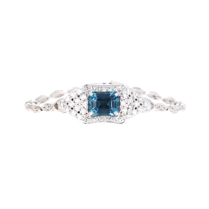 Ladies 14kt White Gold 3.70ct Blue Topaz And Diamond Bracelet