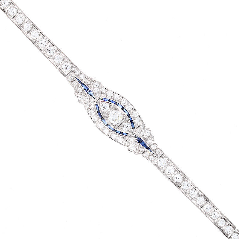 Ladies Platinum 5.52cts Diamond and Synthetic Blue Sapphire Bracelet
