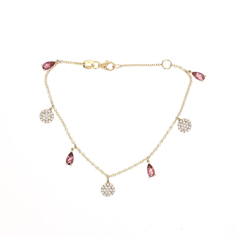 Ladies 14kt Yellow Gold 1.20cts Tourmaline and Diamond Bracelet