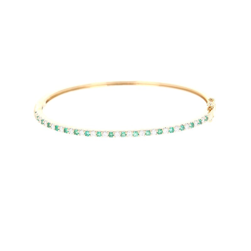 Ladies 14kt Yellow Gold 0.50cts Emerald and 0.48cts Diamond Bracelet
