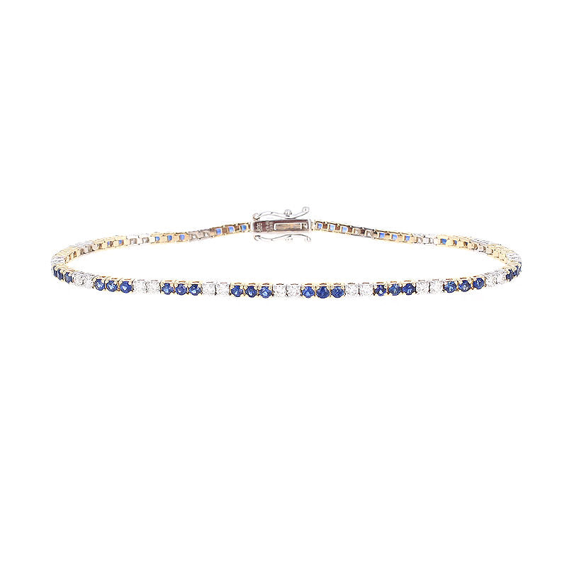 Ladies 14kt Two Tone 1.78cts Sapphire and 0.98cts Diamond Bracelet