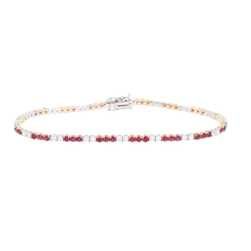 Ladies 14kt Two Tone 1.93cts Ruby and 1.00cts Diamond Bracelet