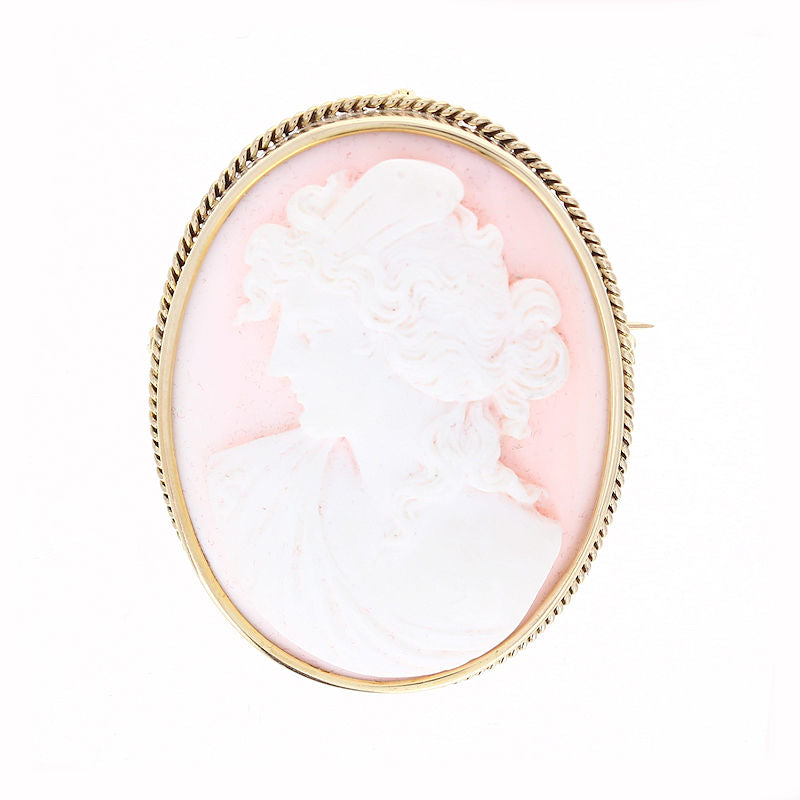 Ladies 14kt Yellow Carved Coral Pendant/Brooch Circa 1910