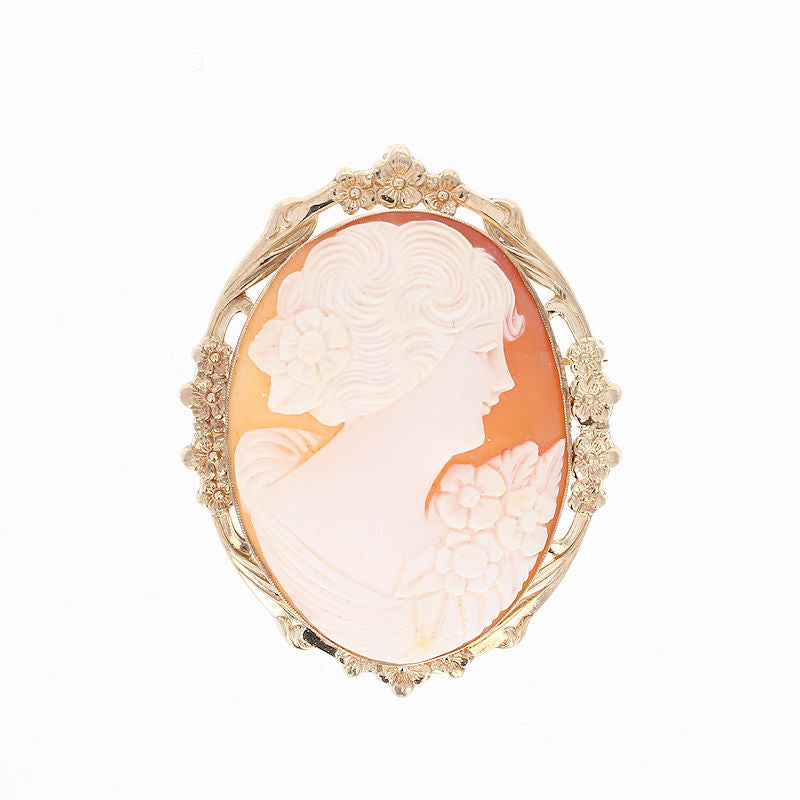Ladies 10kt Yellow Gold Carved Cameo Pendant/Brooch Circa 1900