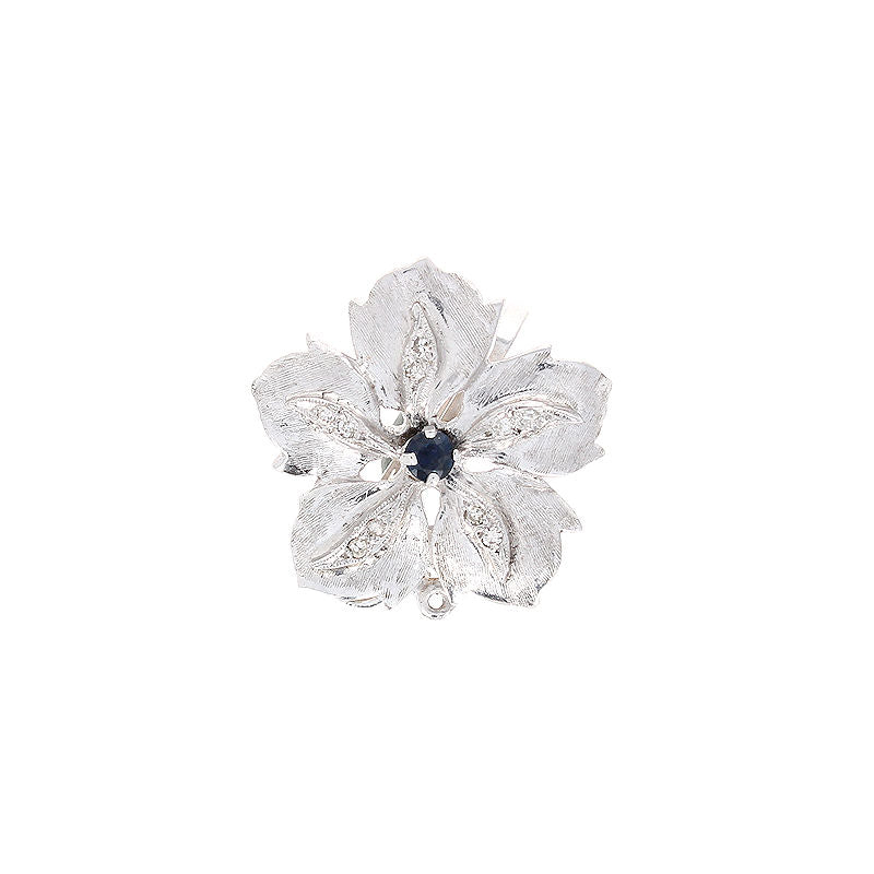 Ladies 14kt White Gold 0.15ct Blue Sapphire Pearl Shortener