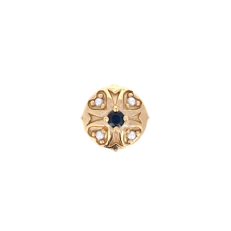 Ladies 14kt Yellow Gold Sapphire and Pearl Slide
