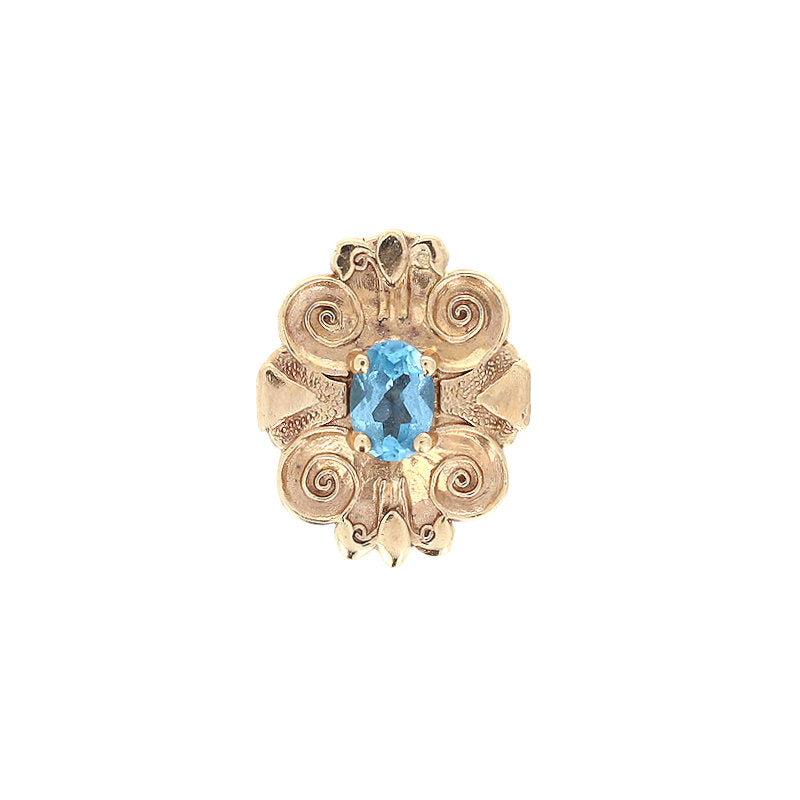Ladies 14kt Yellow Gold Blue Topaz Slide