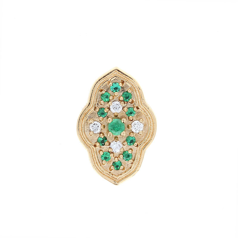 Ladies 14kt Yellow Gold Emerald and Diamond Slide