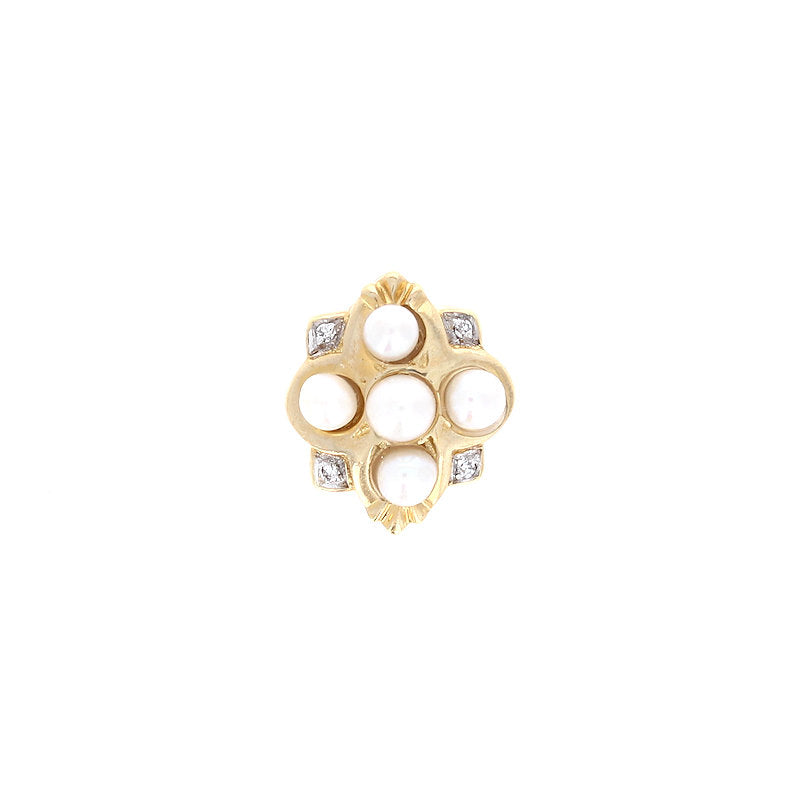 Ladies 14kt Yellow Gold Pearl and Diamond Slide