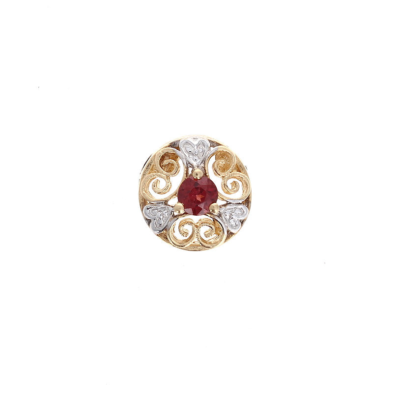 Ladies 10kt Two Tone Garnet Slide