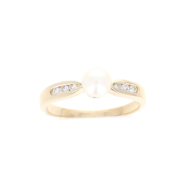 Ladies 14kt Yellow Gold 5mm Saltwater Akoya Pearl Ring