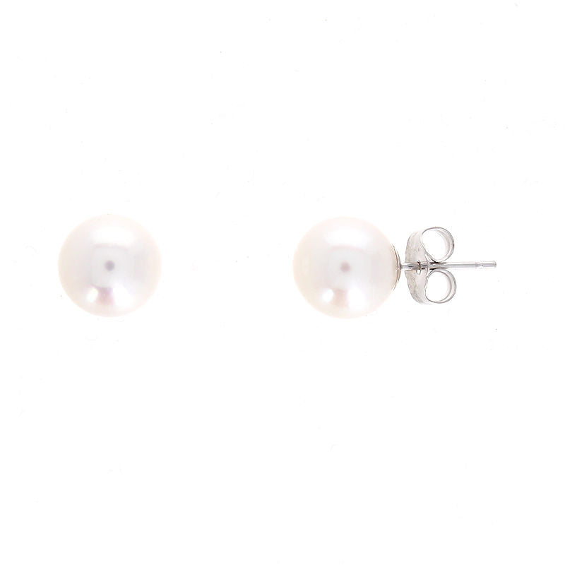 Ladies 14kt White Gold 8-8.5mm Freshwater Pearl Earrings