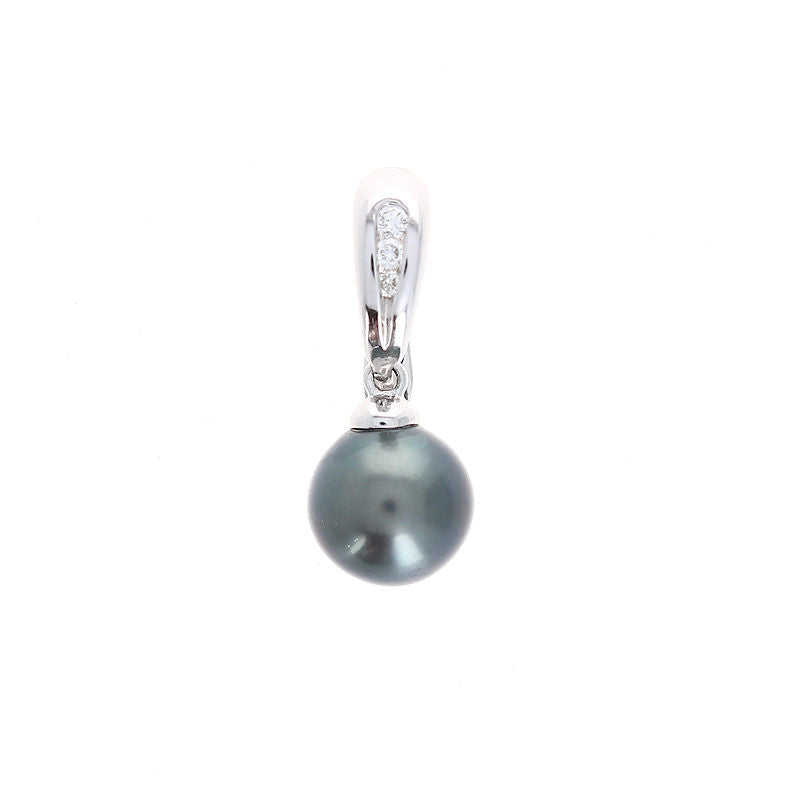 Ladies 14kt White Gold 9.9mm South Sea Pearl and 0.07cts Diamond Pendant