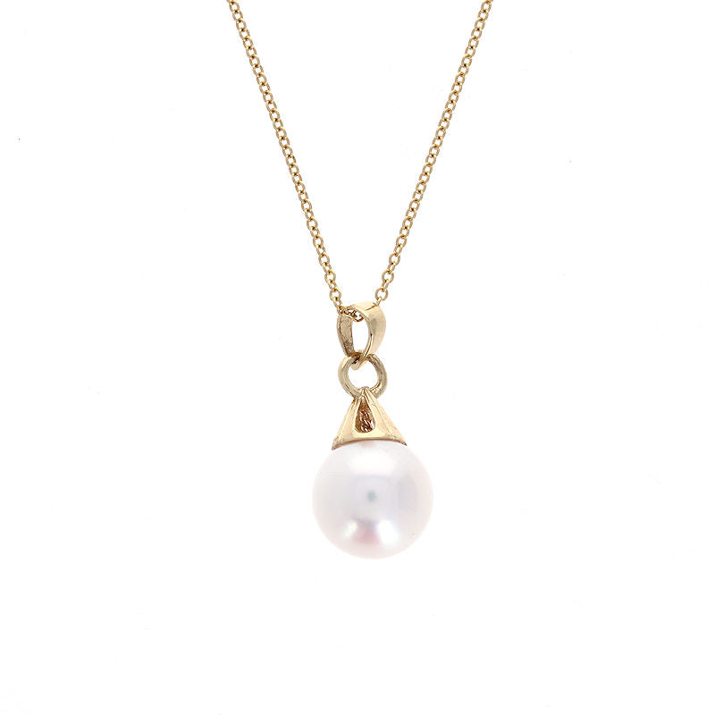 Ladies 14kt Yellow Gold 9-9.5mm Saltwater Akoya Pearl Pendant