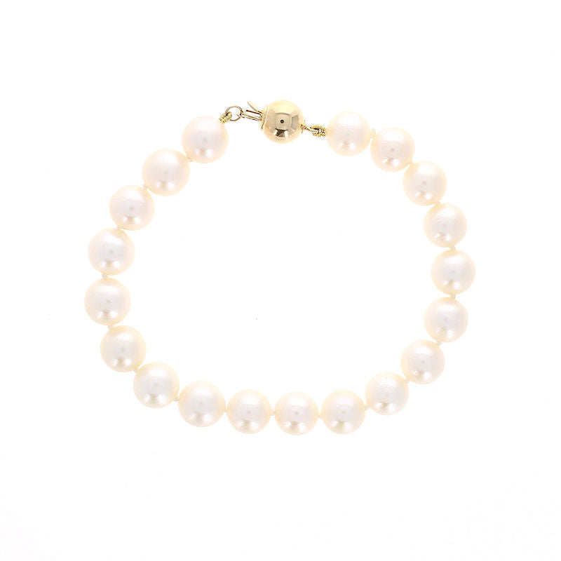 Ladies 14kt Yellow Gold 8-8.5mm Saltwater Pearl Bracelet