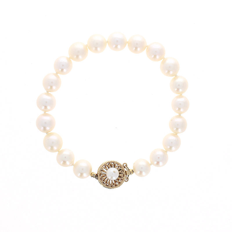 Ladies 14kt Yellow Gold 8-8.5mm Saltwater Pearl Bracelet